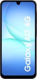 Zwarte Samsung Galaxy A17 4G smartphone, voorkant met scherm, scherm toont 'Galaxy A17 4G'.