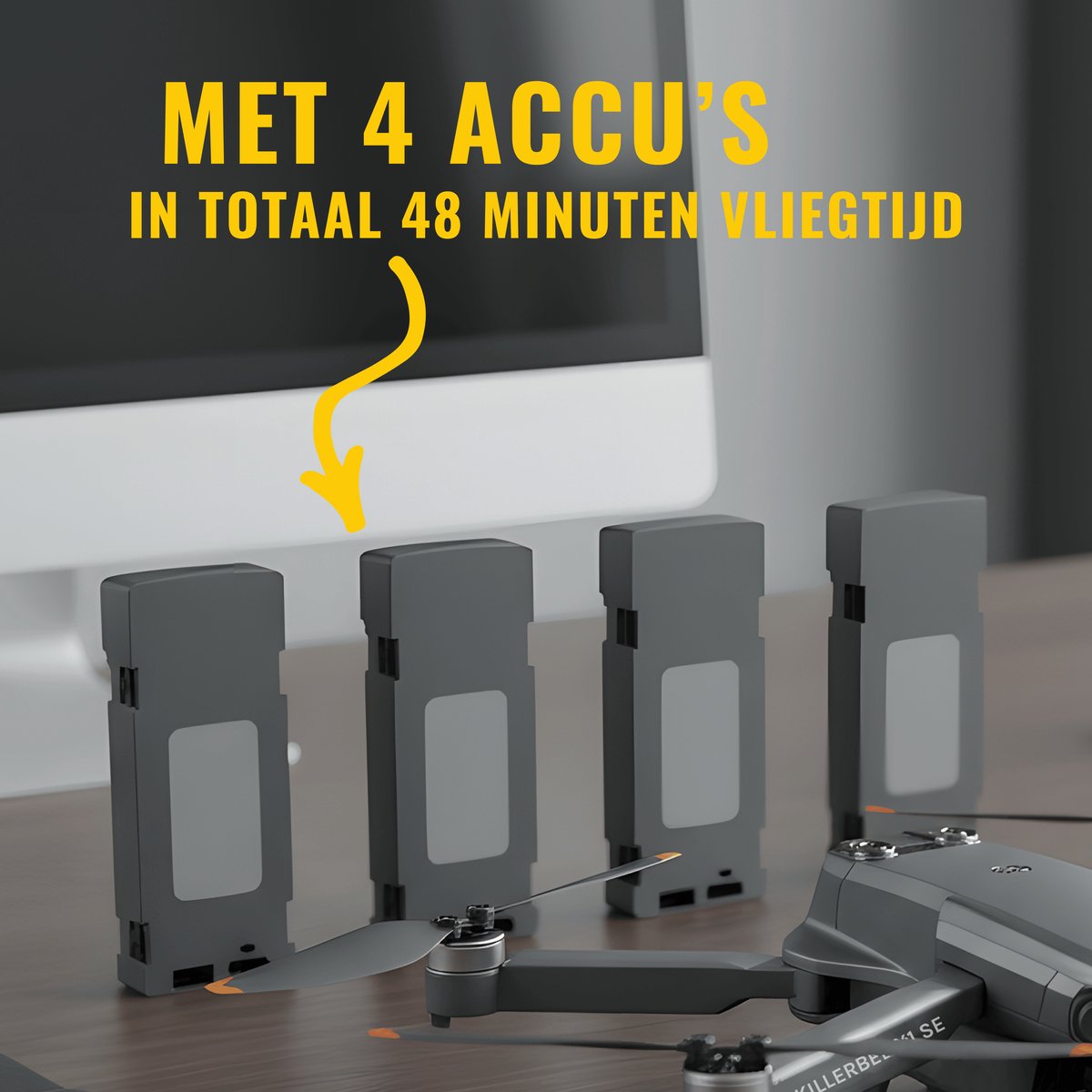 Killerbee X1 SE Sky Predator: Drone met 4 accu's & obstakelontwijking thumbnail 3
