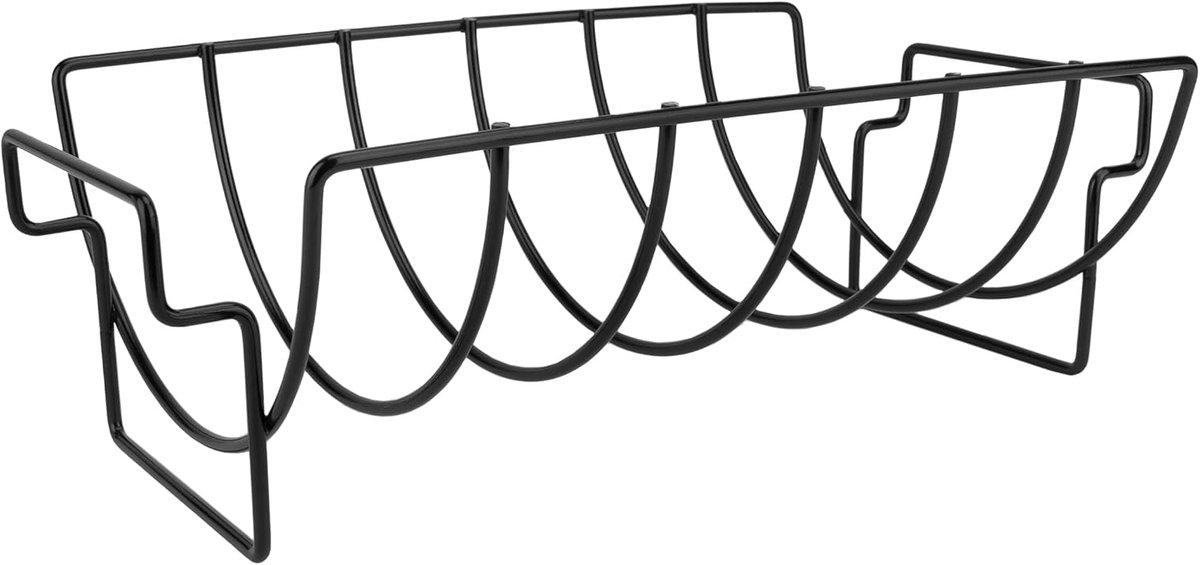 Klemrooster - BBQ Spareribs rek - Vlees en Spare Rib rek - Rib rack - Spareribs houder - Omkeerbaar - Ovenrooster - BBQ accessoires - Metaal - Zwart