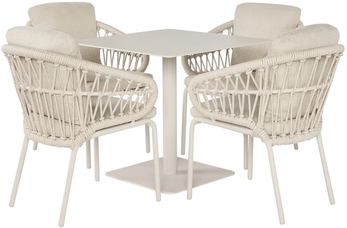 Suns Tosca Nova dining tuinset 80x80xH76,5 cm 5 delig camel sand latte