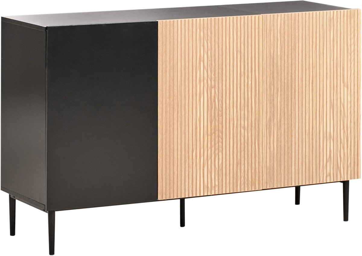 Beliani BLYTHE - Sideboard 3-deurs - Zwart/Bruin - MDF