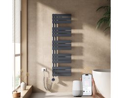 EMKE Elektrische Handdoekradiator - Slimme Bediening - APP Week Timer - 132x40cm - 600W - Mat Antraciet
