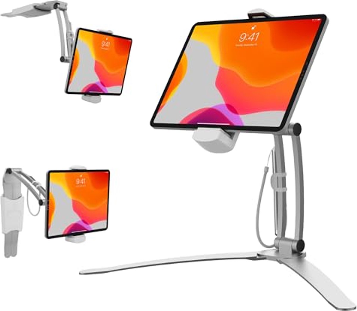 2-in-1 Keukenhouder voor Tablets van 7-12 Inch – Verstelbare Aluminium Stand