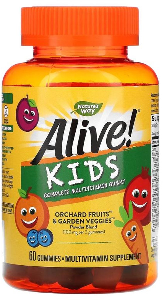 Nature's Way, Alive! Kids, Gummy Multivitamin, Cherry, Orange & Grape , 60 Gummies