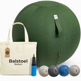 Backerz Zitbal 55 CM - Zitballen met Hoes Linnen - Ergonomische Bureaustoel Kantoor en Thuis - Luxe Yoga Bal - Olijf Groen