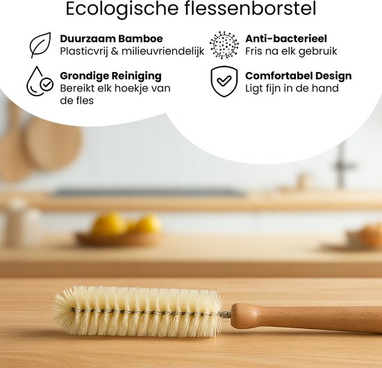 Ecologische flessen borstel - Flessenborstel eco- Flessenreiniger- Flessenrager-Handig in gebruik en anti bacterieel van Ecodis — afbeelding 2