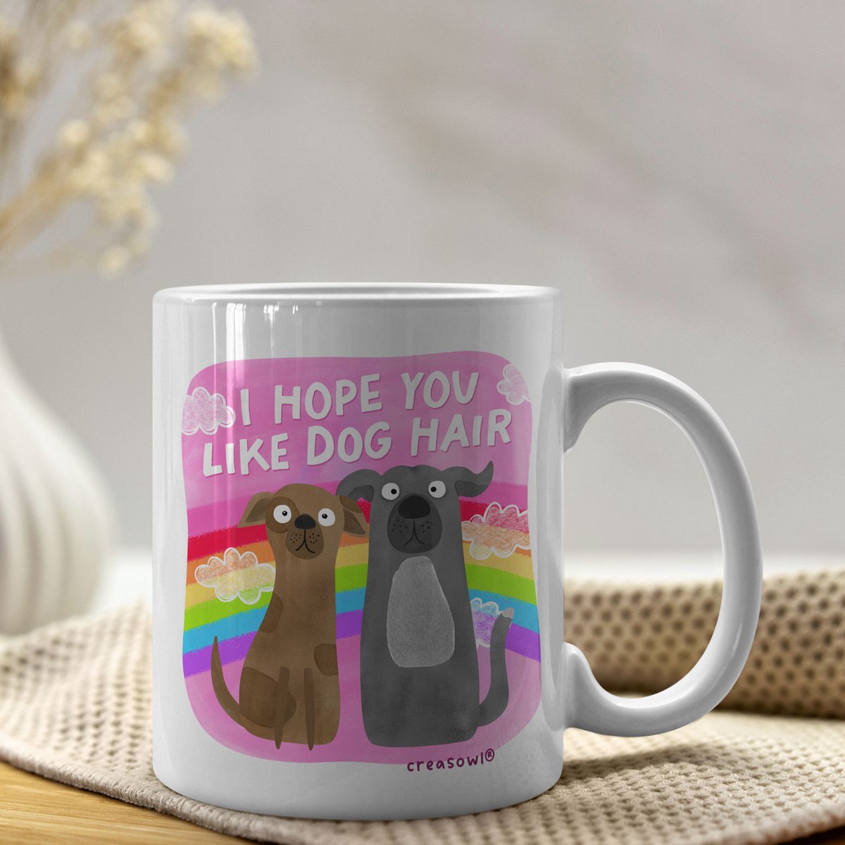 Creasowl® I Hope You Like Dog Hair Mok – Grappige Witte Keramische Koffiemok 325ml - Humor Mok voor Honden liefhebbers - Perfect Cadeau voor Hondeneigenaren & Dierenfans