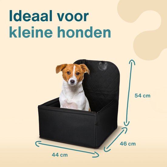 Qindie – Hondenautostoel – Veilig hondenzitje auto met verstelbaar hondentuigje – Waterdichte 600D Oxford automand – Opvouwbare autostoel voor kleine honden – Zwart