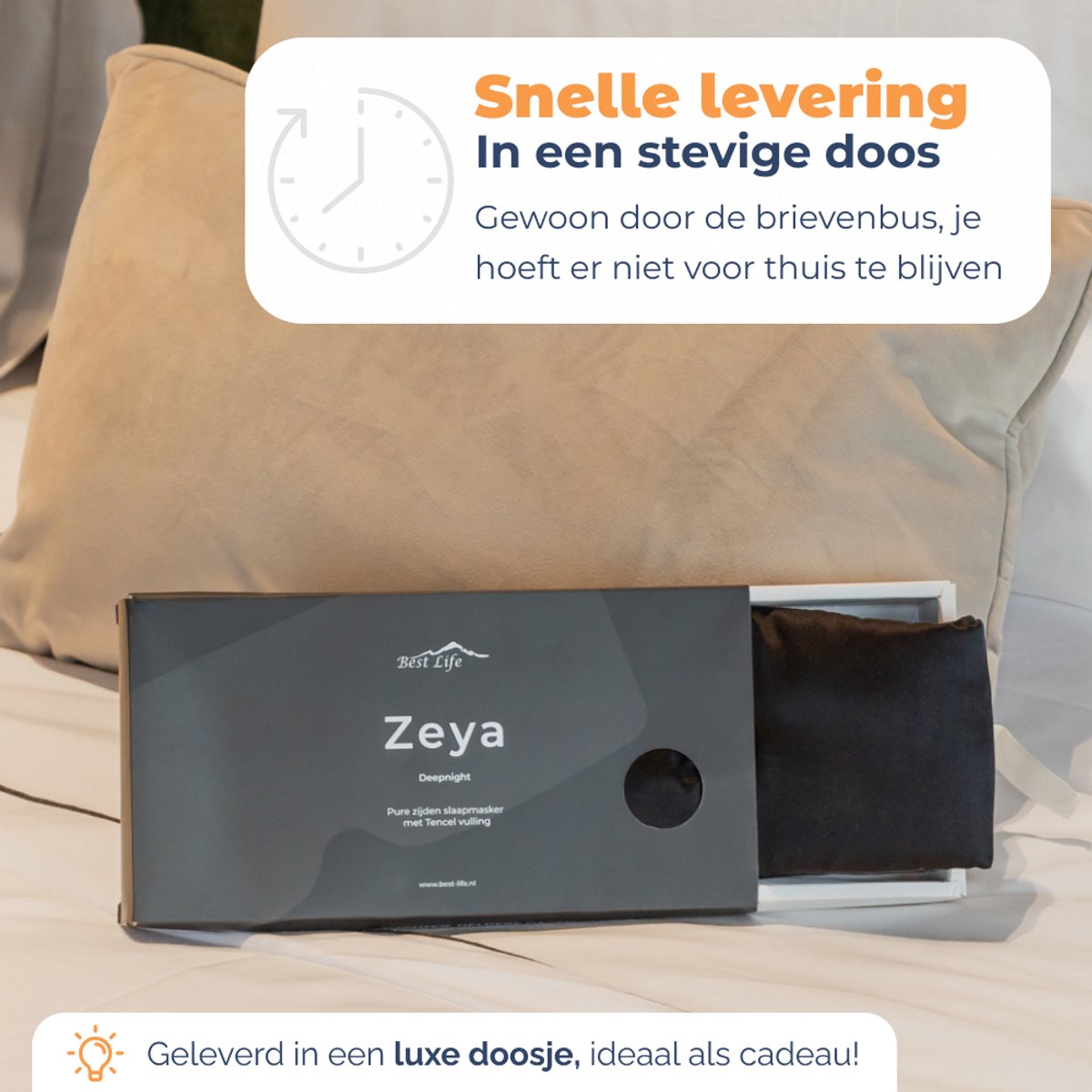 Best Life Zijden Slaapmasker - Oogmasker Slaap - Vrouwen & Mannen - Zwart — afbeelding 6