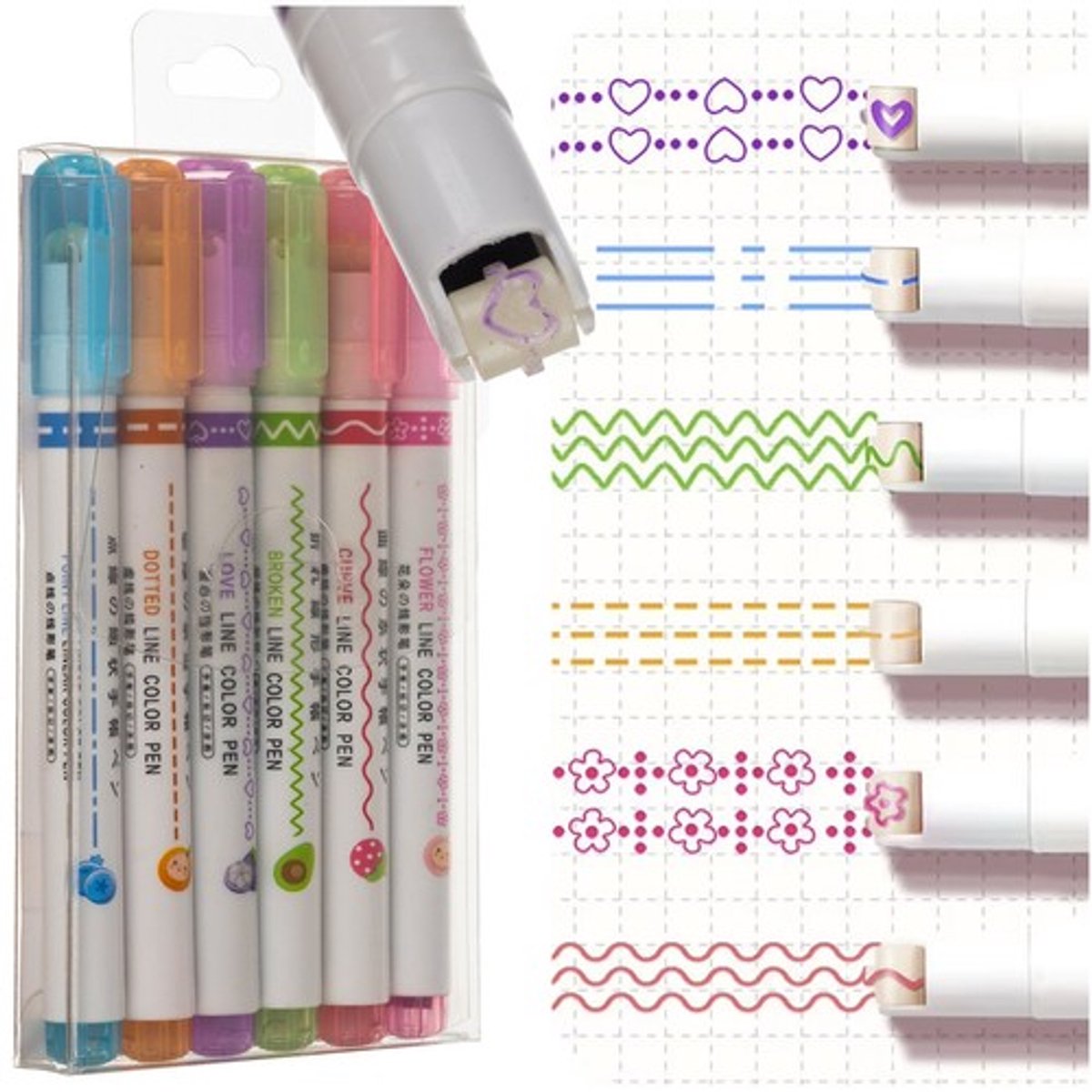 Magische Patroon Stiften Set | 6 stuks | verschillende patronen | Creatief | Roller Pennen