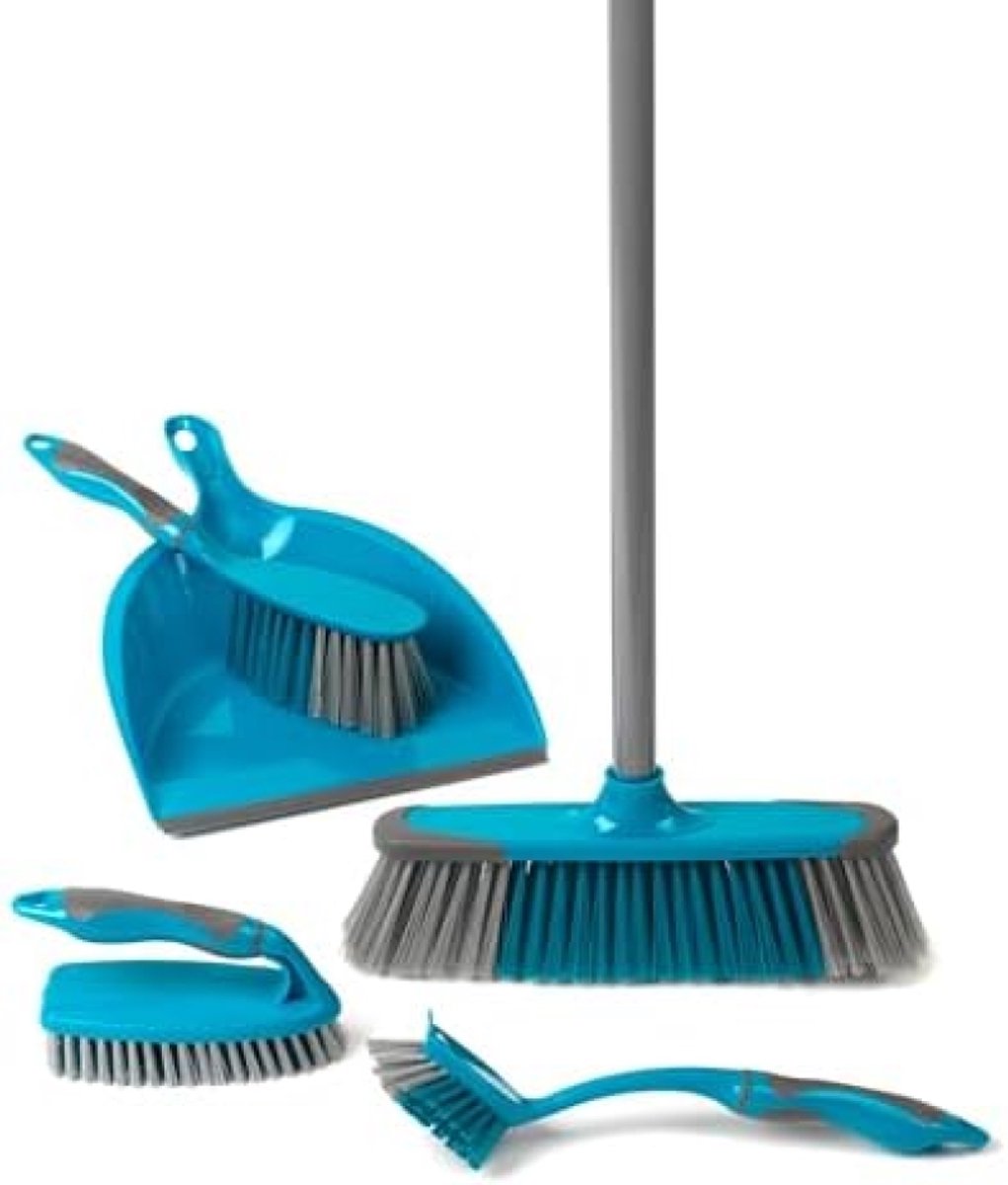 PromoHome 5-delige schoonmaakset met handdoekpan en vloerbezem