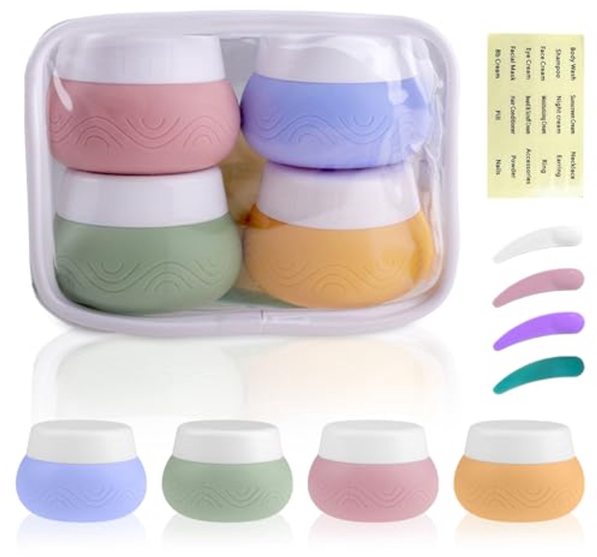 Image of 4 Stuks Lekvrije Crèmepotjes 30 ml - Reisaccessoires voor Cosmetica