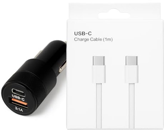 USB Type C Car Charger with Type-C and USB-A Output - Groothandel-XL