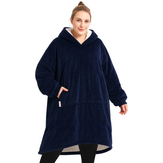 Goliving Fleece Deken Met Mouwen - Hoodie Deken - Plaid - Snuggle Hoodie - Hoodie Blanket - Fleece Cape - Blauw