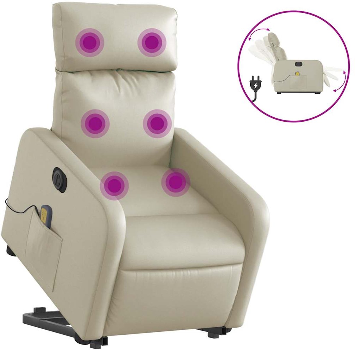 vidaXL Sta-op-massagestoel - elektrisch - kunstleer - crèmekleurig