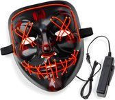 Halloween LED Purge Masker – Verkleedkleding - Purge Stijl – Met Controller – 3 lichtstanden - Met batterijhouder - Rood