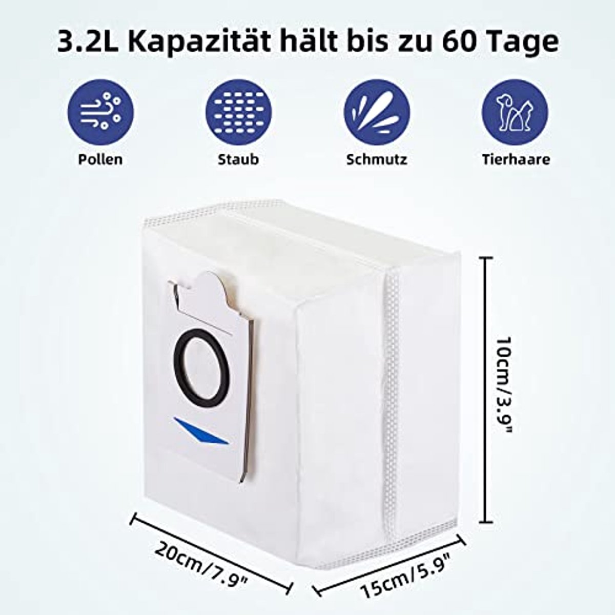 8 Stuks Stofzakken Accessoireset voor Robotstofzuigers - 3,2 L Capaciteit