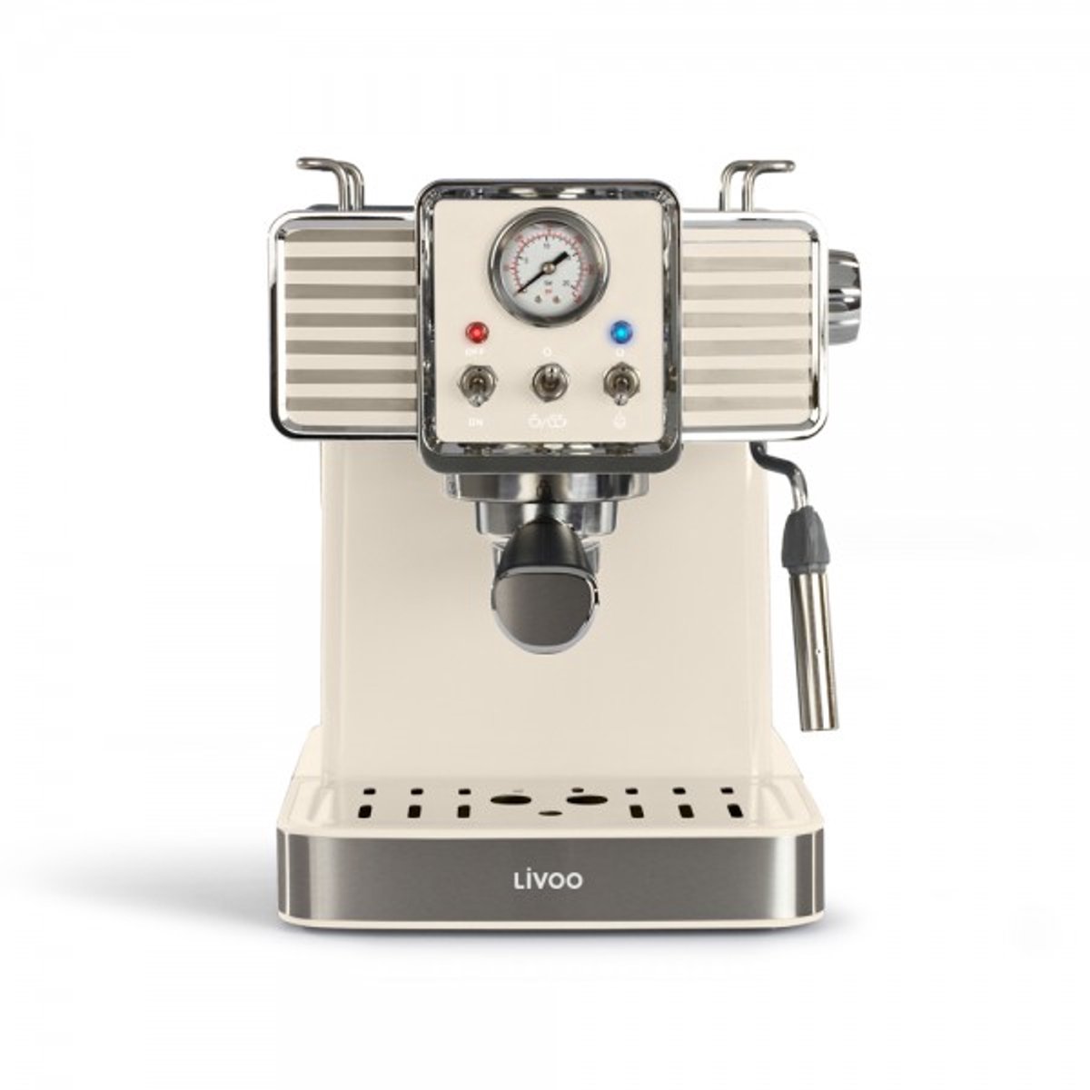 Livoo Espressomachine 15 Bar RVS Crème Retro Design - Livoo - €119,95