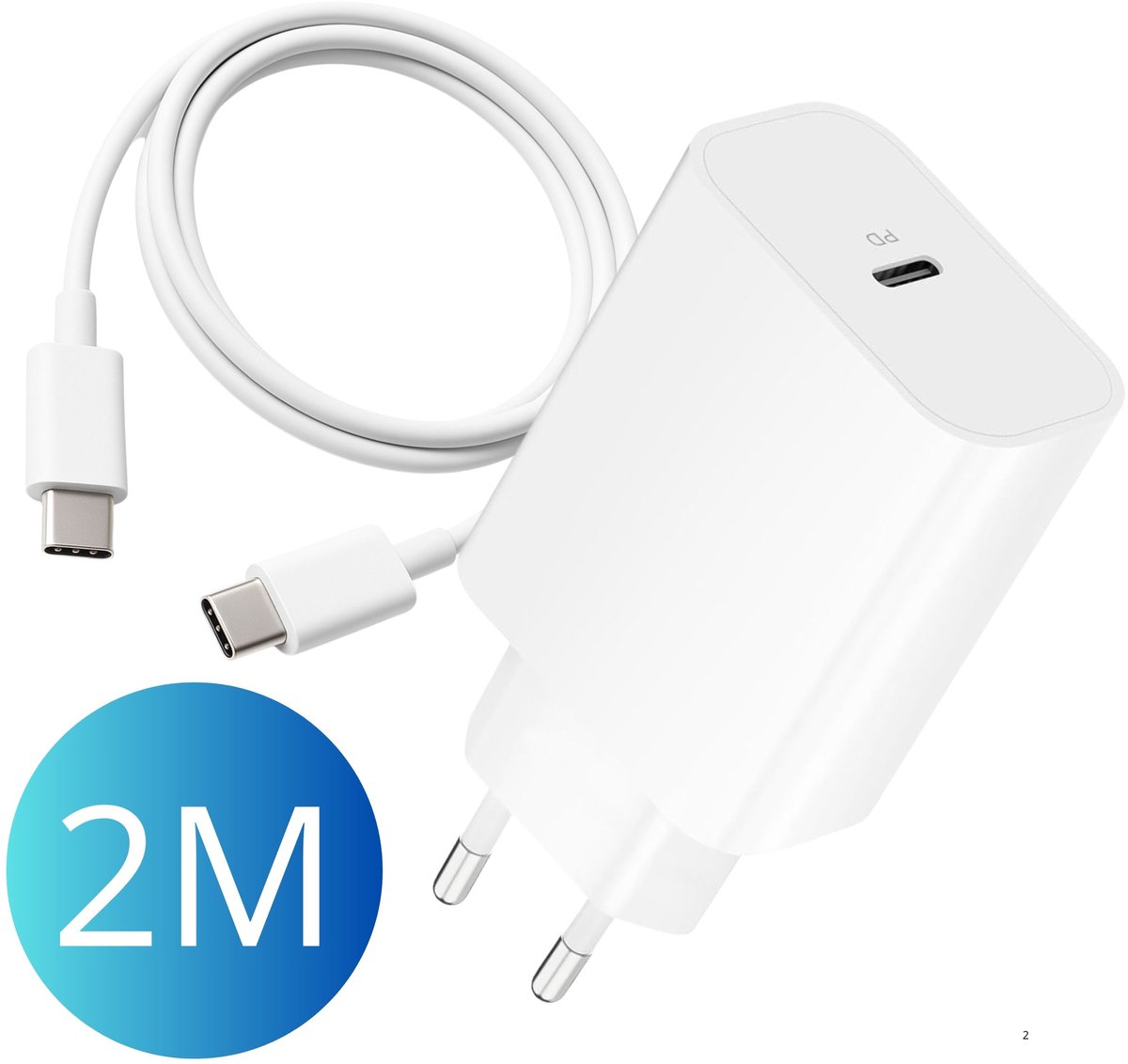 Snellader USB-C - Inclusief USB C naar USB C 2 Meter Kabel - Oplader - Power Adapter - Veilig en Betrouwbaar