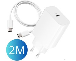 Snellader USB-C - Geschikt voor iPhone 15 / 16 Pro / Max / 17 - Inclusief USB C naar USB C 2 Meter Kabel - Oplader - Power Adapter - Veilig en Betrouwbaar
