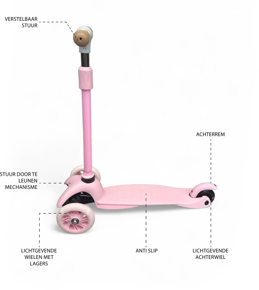 Liefjes & Co Kinderstep – 3-wielen Step - Met Lichtgevende Wielen – 2-6 jaar – Pastelroze — afbeelding 5