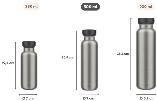 Mepal - Bouteille thermos Ellipse - 500 ml - Bouteille isotherme - Anti-fuite - Titane
