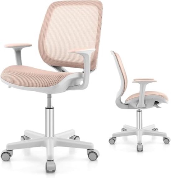 FANTASK 360° rotating children's office chair, 43-55 cm seat height adjustable, pink
