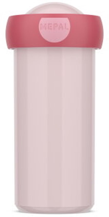Mepal schoolbeker Campus in 'cool pink' met een roze band en een transparante dop.