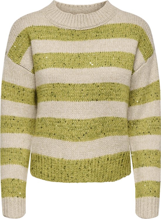 ONLY Dames ONLPERNILLE LS Stripe O-Neck KNT NOOS Gebreide trui, Pomice Stone/Stripes: Zwart, S