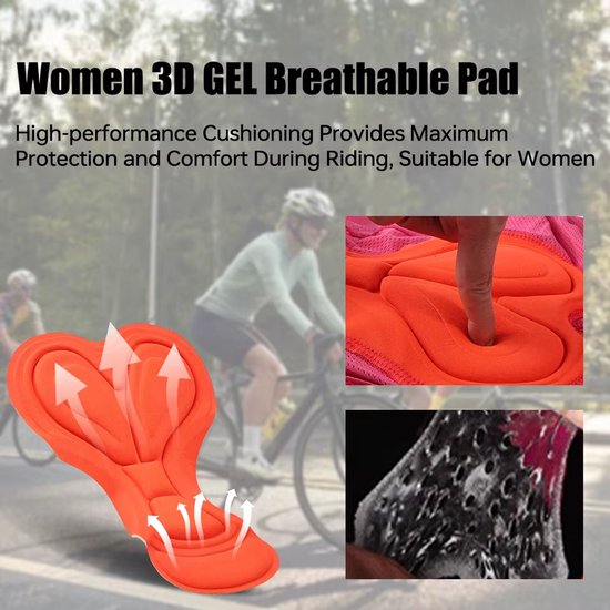 Fietsondergoed Dames - Gewatteerde Fietsbroek met 3D Padding - Shockproof MTB & Racefiets Onderbroek - Ademend & Comfortabel - Maat L — afbeelding 5