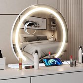 Hollywood Ronde Makeup Spiegel, Vrijstaande Vanity Tafelverlichting