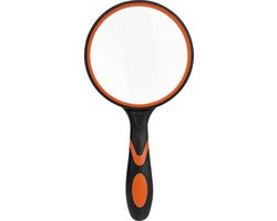 Daity Vergrootglas - leesloep - vergrootglas 10x - 75mm zwart en oranje - rubberen handvat - voor lezen - insecten - hobby's - observatie - geschikt voor ouderen - volwassenen en kinderen