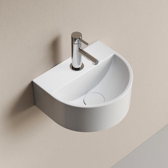 Fontaine WC EMKE - Murale - Céramique - Avec trou pour robinet - Wit brillant - 30 x 25 x 12,5 cm - Lavabo Toilettes