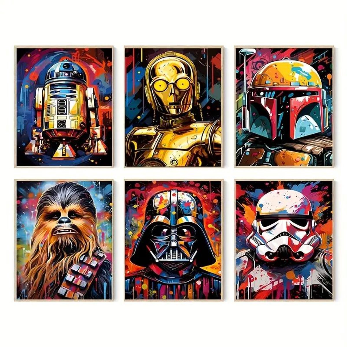 Canvas poster - Film poster - Ruimte saga - Sci-fi pop art - Set van 6 posters - Gaming kamer decoratie - Trendy wanddecoratie - 30x40 cm