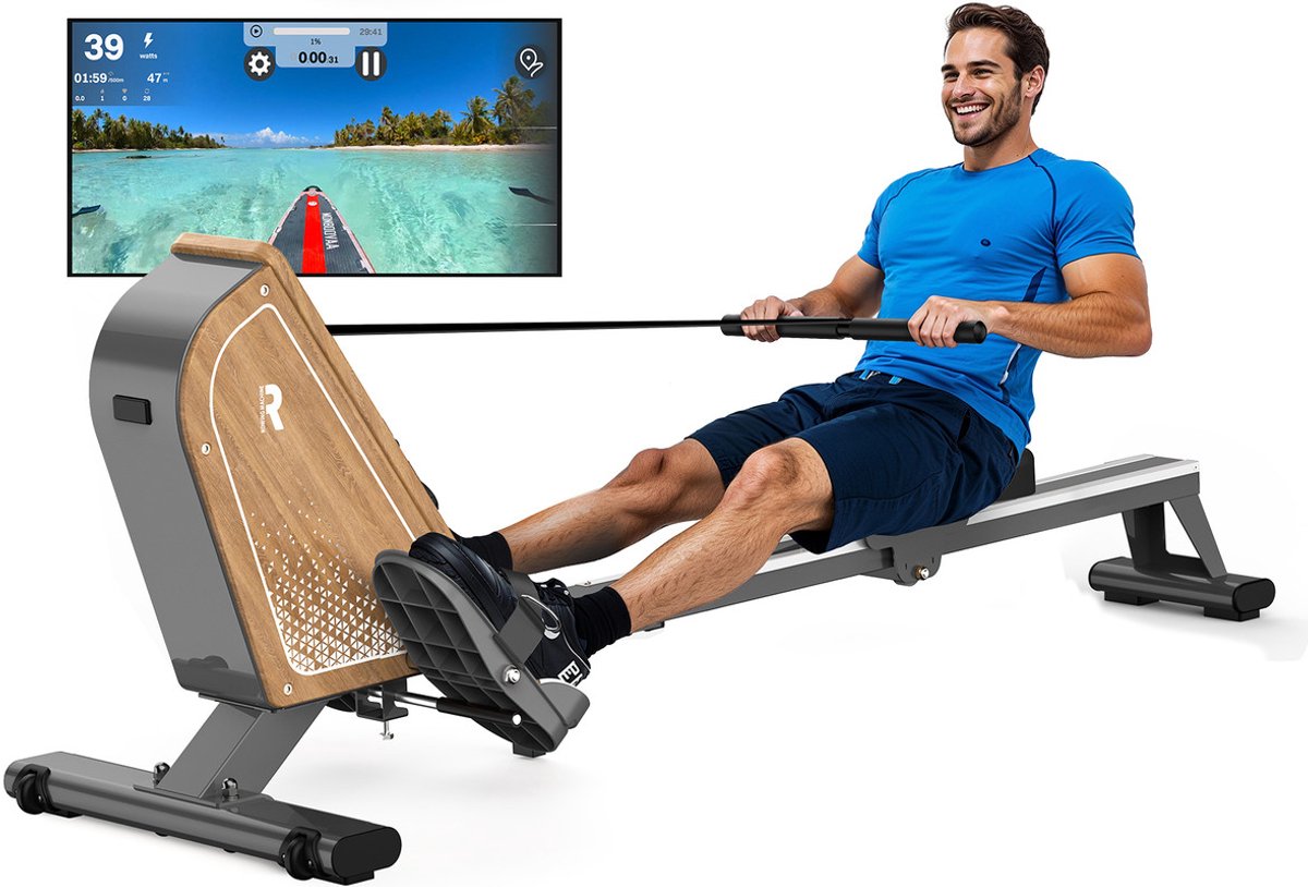 MettleMatic OR3 Roeitoestel voor Thuis - Magnetisch Roeitoestel met Bluetooth-Monitor - 16 Weerstandsniveaus - Compact - 150 kg Gewichtscapaciteit - Verticale Opslag - MettleMatic - €168,99