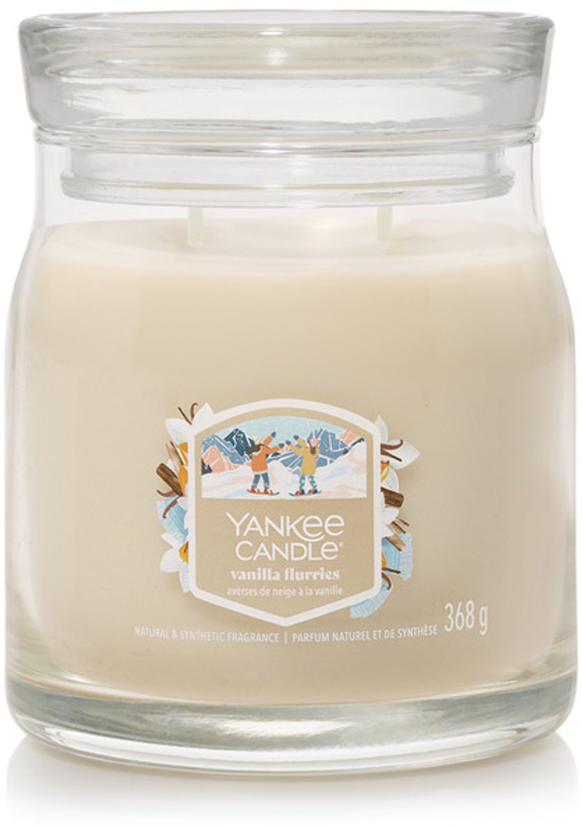 Yankee Candle Vanilla Flurries Medium Jar Geurkaars - 50 branduren - twee lonten Crème