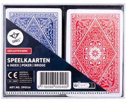 Longfield Speelkaarten – 2 Sets in Kunststof Doosje – 4 Indexen – Duurzaam Kaartspel voor Familiespel & Gezelschapsspellen – Longfield Games
