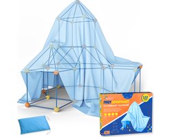 Fort Bouwpakket XL met 122 Onderdelen - Incl. Opbergzak & E-book - Constructiespeelgoed - Speeltent - Educatief Speelgoed - Bouwspeelgoed - Hut Bouwen