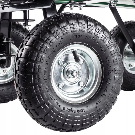 KADAX Bolderkar van kunststof PVC, draagkracht 300 kg, handwagen met kantelfunctie, kiepwagen met metalen frame, tuinwagen, transportwagen (75 l, groen/zwart) — afbeelding 4