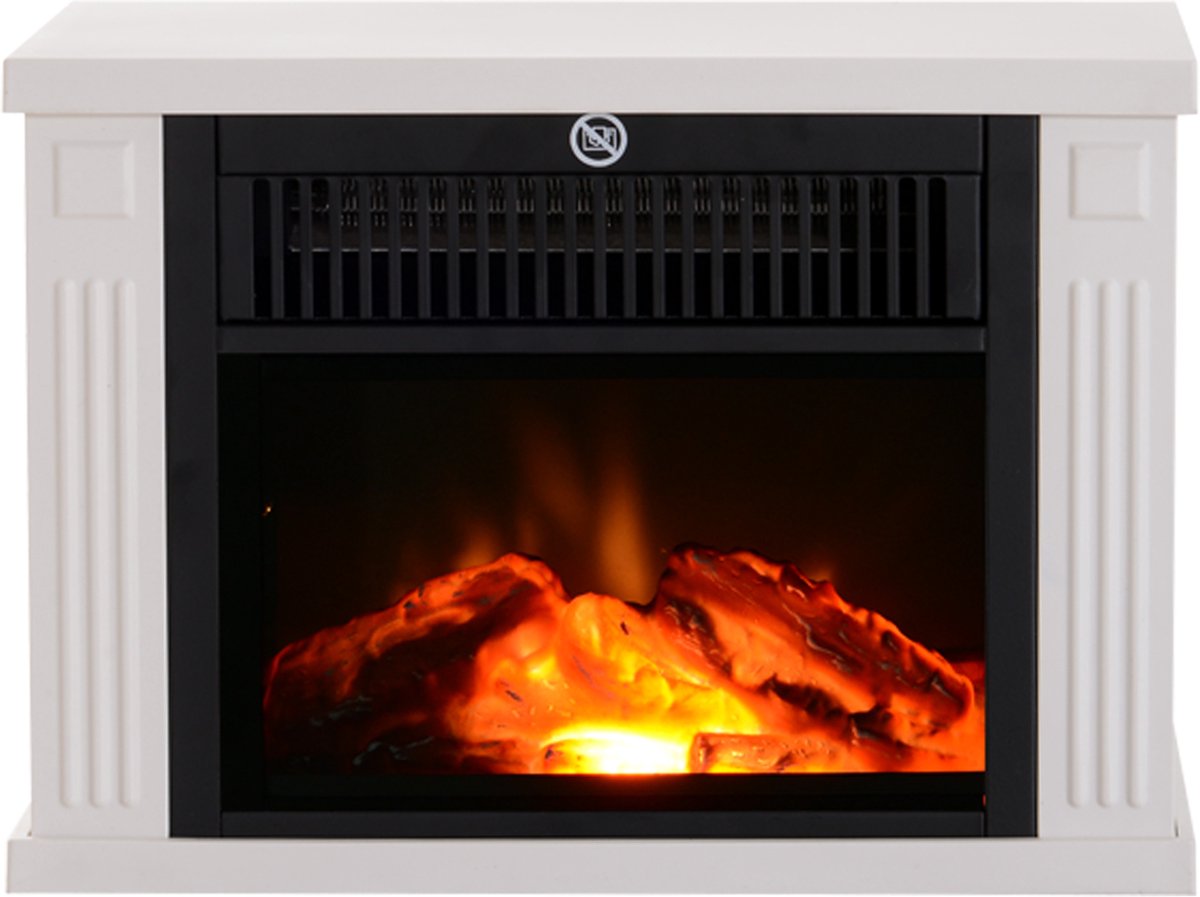 Elektrische haard - Sfeerhaard -Electrische kachel - Vrijstaand - Met verwarming - Compacte kachel - 1200 Watt - Wit