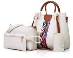 tas set - 4 in 1 - soft pu - unisex - paars