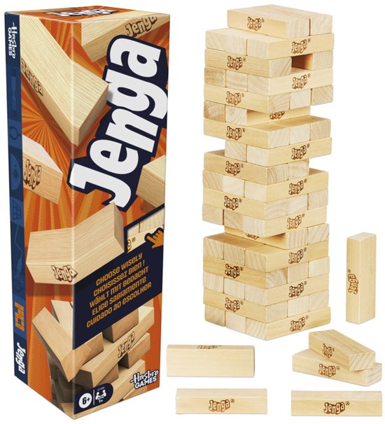 Jenga Vernieuwde Editie met digitale dobbelsteen Gezelschapsspel Officiële +6.