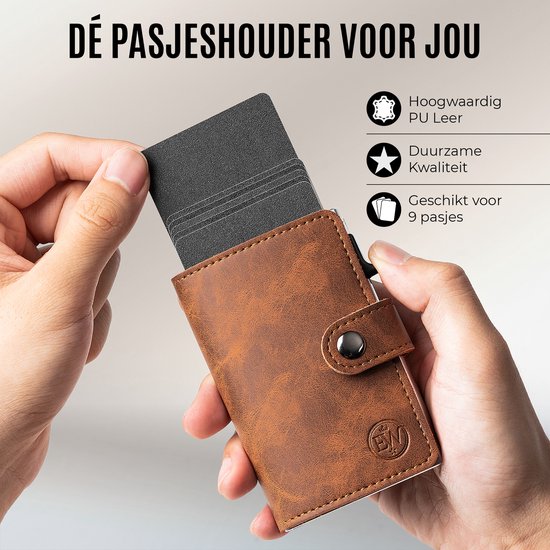 EliteWallets Porte-cartes – Porte-cartes de crédit avec Protection RFID – Porte-cartes – Portefeuille – Porte-cartes extensible – Hommes et femmes – Marron Londres