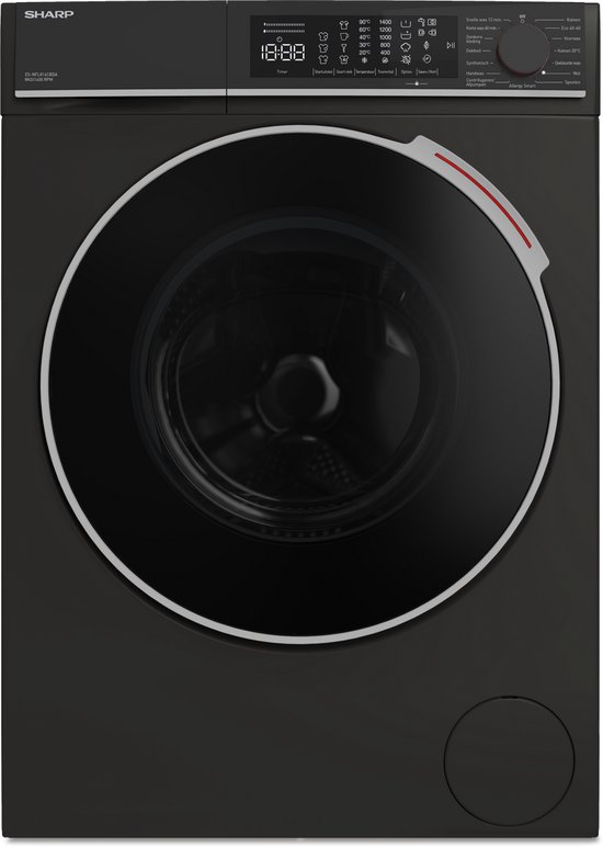 Sharp ESNFL814CBDABX - wasmachine - energie label A-20% - 8kg - 1400 toeren - 15 programma's - Mat Zwart