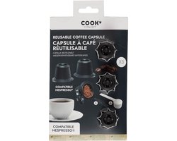 Herbruikbare Nespresso Capsules – Set van 3 Navulbare Koffiecups met Schepje & Reinigingsborsteltje – Duurzaam & Compatibel met Nespresso Machines – Mat Zwart