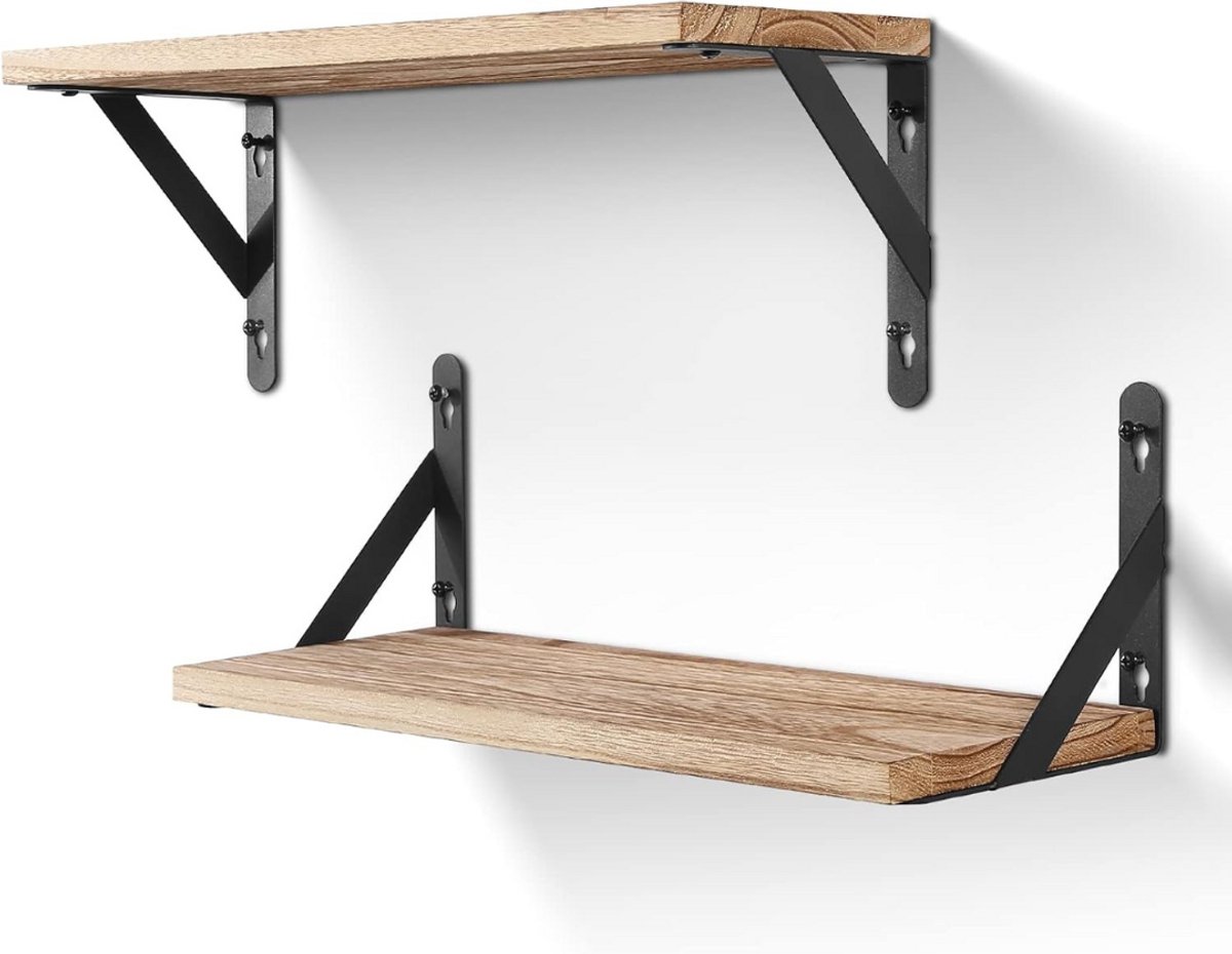 MKSS® Wandplank - Houten Plank Wandmontage - Hoekrek - Hoekplank - Organizer Keuken - Badkamer - Lichtbruin