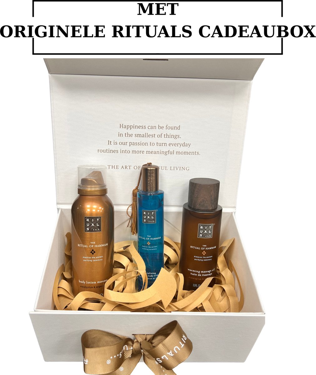 Rituals - Hammam - Geschenkset - Body Lotion Mousse 150 ml + Massage Oil 100 ml + HairBody Mist 50 ml in Originele RITUALS Cadeaubox