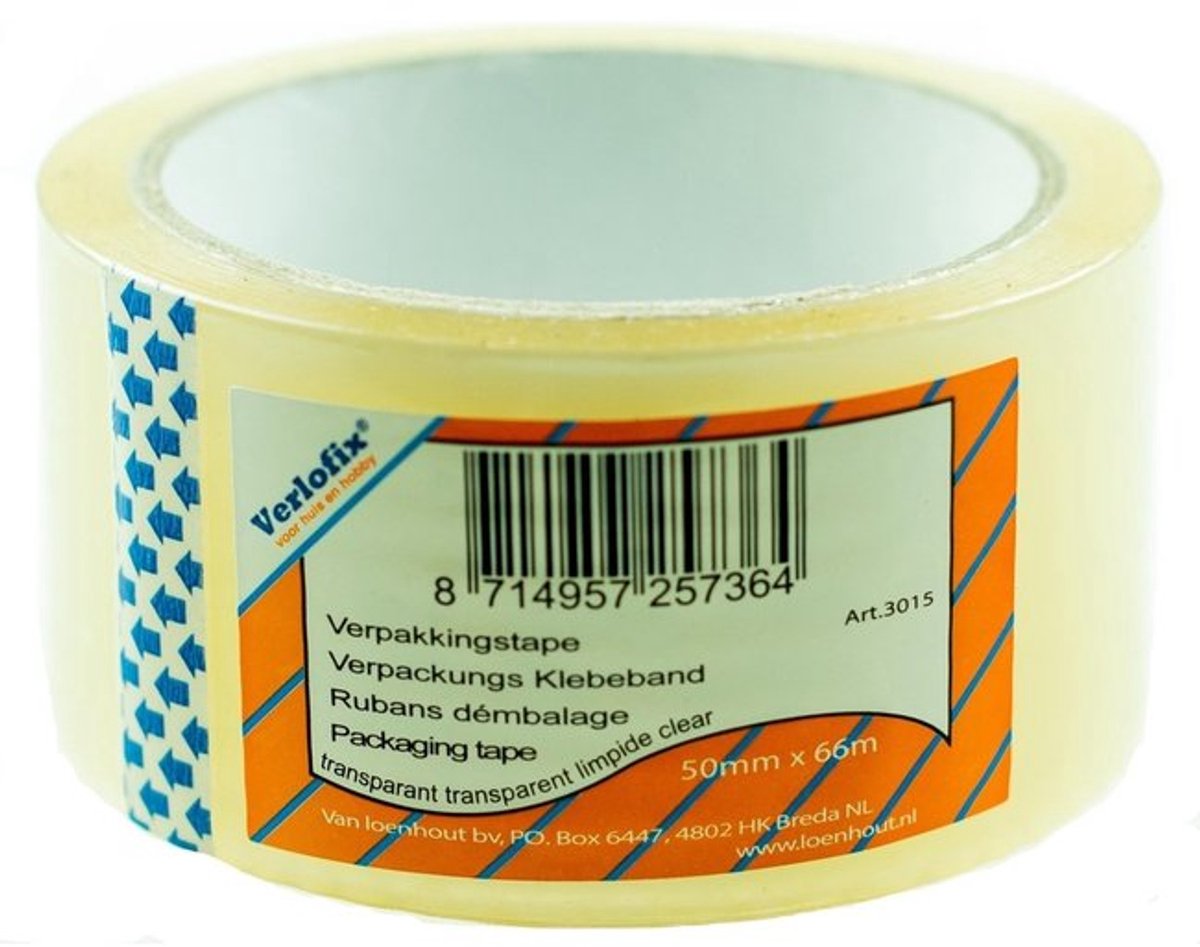 Verpakkingstape 50mm x 66m - 1 rollen