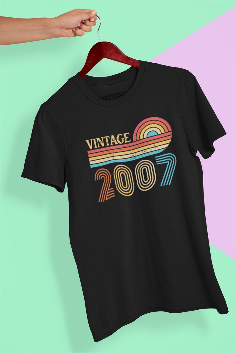 2007 Jaar Zwart T-shirt Heren - Maat XXL - Retro Vintange - Verjaardag Cadeau Mannen - Limited Edition