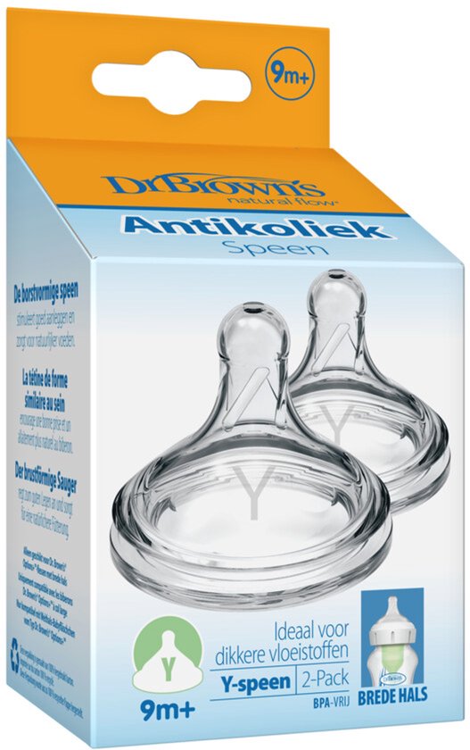 Dr. Brown's Options+ Flesspeen - Y-speen - Brede halsfles - 2 stuks van Dr. Brown's — afbeelding 3